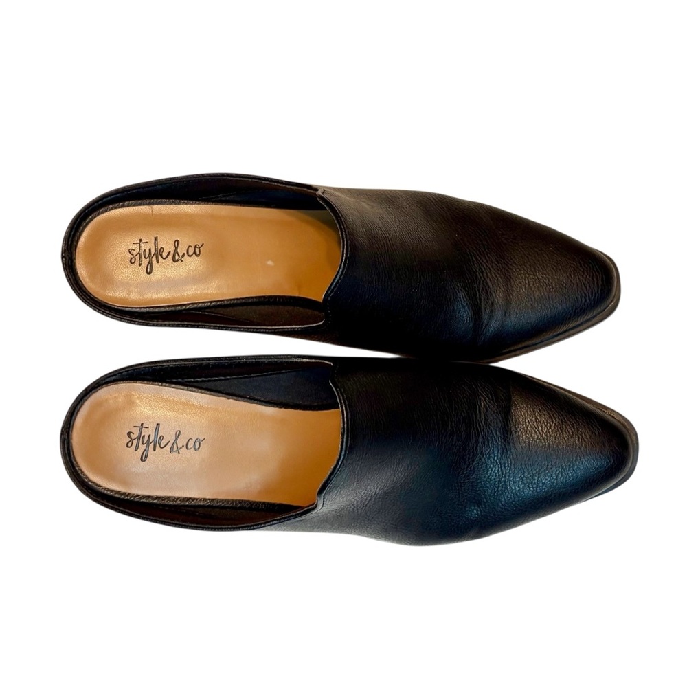 Style & Co Black Leather Block Heel Mules – Size 7.5 - Picture 3 of 9